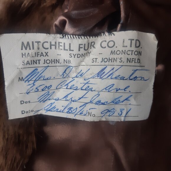 1965 Muskrat Jacket SZ S Mitchell Fur Co., Women's Beige Jacket Coat - Picture 12 of 16